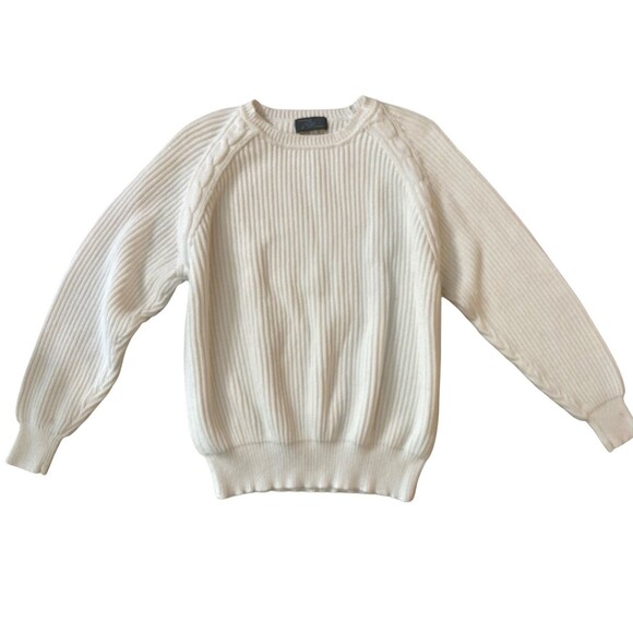 LORD & TAYLOR Sweaters - Vintage Lord & Taylor White Sweater L Hand-Framed 100% Cotton Woman’s Hong Kong‎